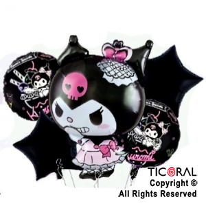 SET DE GLOBOS METALIZADO KUROMI 5 UNIDADES X 1